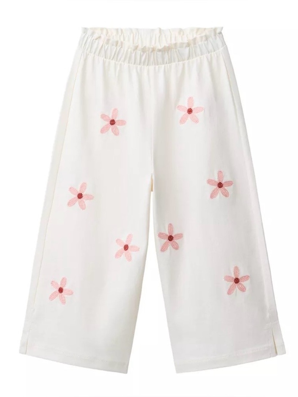 NWT Zara Kids Embroidered Floral Wide-Leg Pants